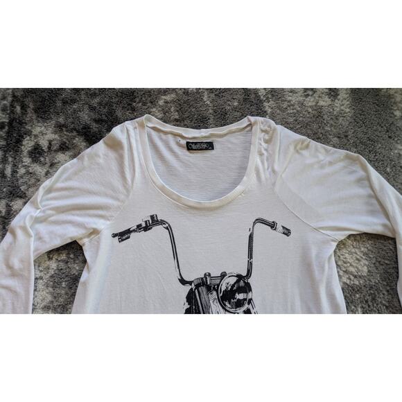 Lauren Moshi Long Sleeve Tee, Chopper Print - Small, Made In USA - Picture 9 of 13